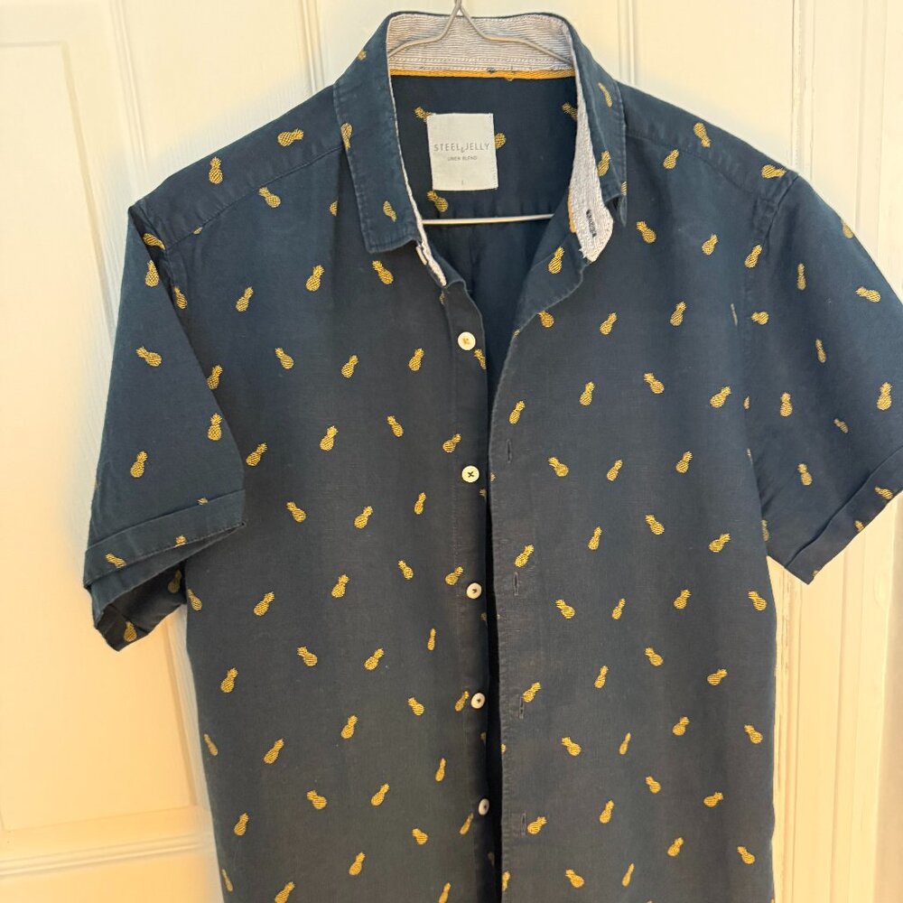 Steel & Jelly Linen Blend Short Sleeve Shirt - Size L